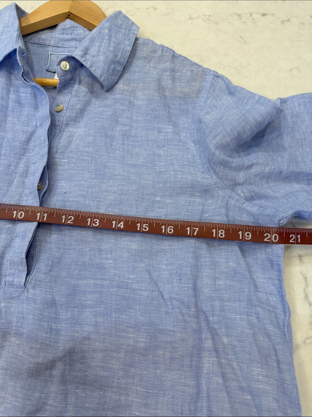 Sigrid Olsen Blue Linen Top size medium - Picture 6 of 8